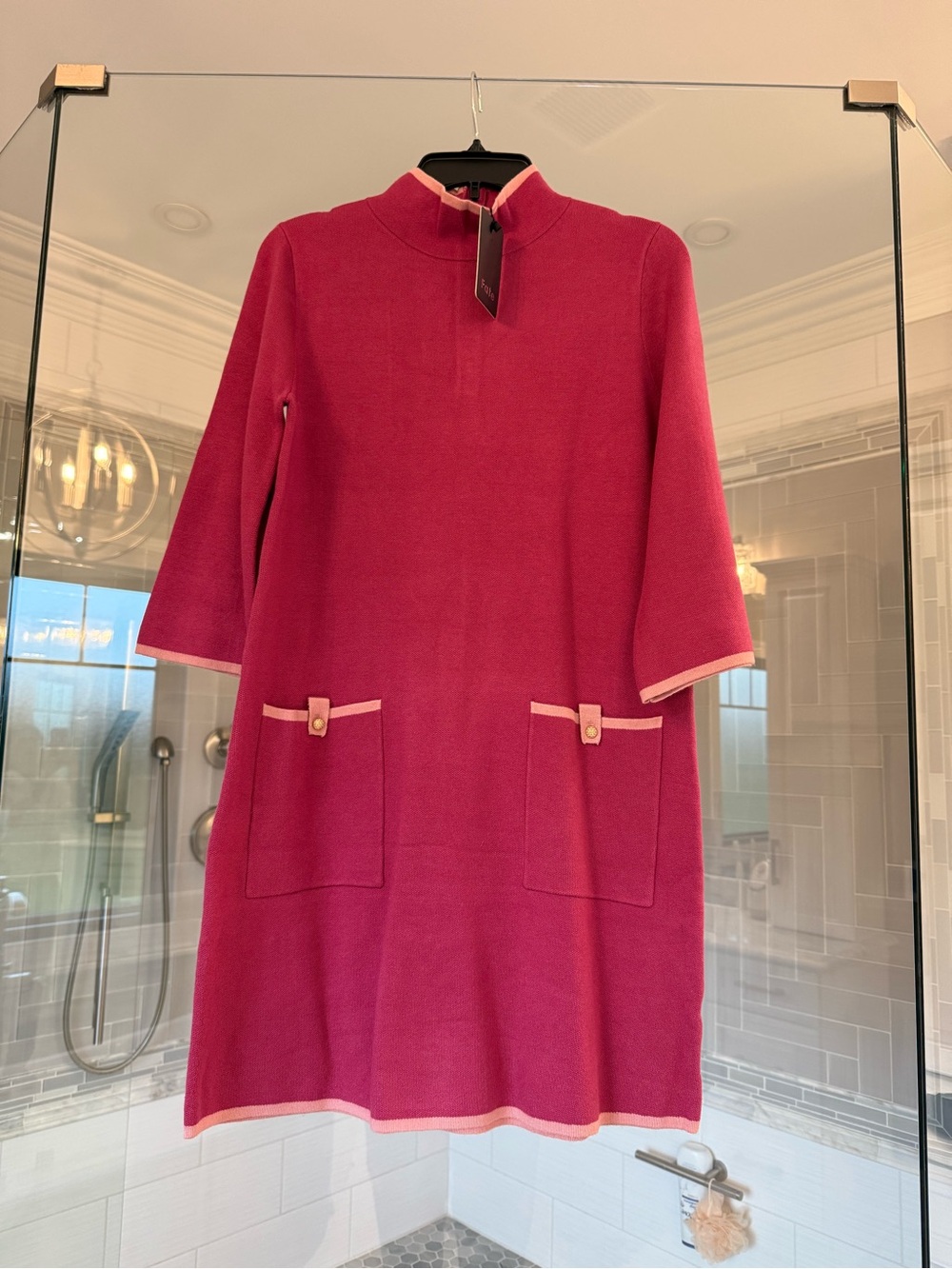 Fate Fuchsia Pink Trim Shift Dress